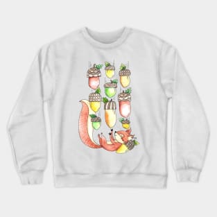 Squirrel Catching Fall Acorns Crewneck Sweatshirt